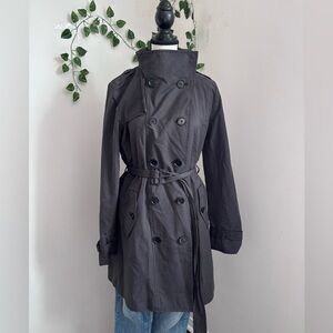 GAP Black Cotton Blend Trench Coat with Belt Spring Jacket Size M